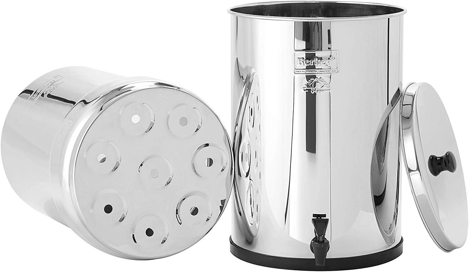 Crown Berkey Gravity-Fed Stainless Steel Countertop Water Filter System 6 Gallon with 2 Authentic Black Berkey Elements BB9-2 Filters