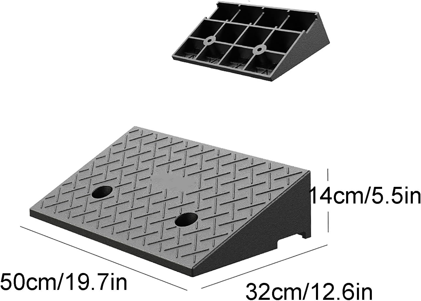 Rubber Threshold Ramp for Doorway Heavy Duty Loading Driveway Ramp for Loading Dock Sidewalk Car Truck Scooter Bike(50x32x14cm)