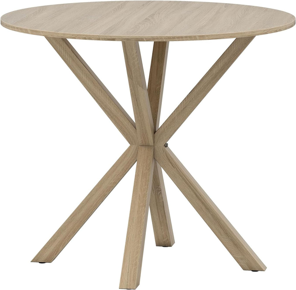 Giantex 36' Round Dining Table for 4, Farmhouse Kitchen Table with Rubber Wood Legs, Adjustable Foot Pads, Dining Room Tables for Dinette, Small Space, Dinner, Living Room, Restaurant, Oak
