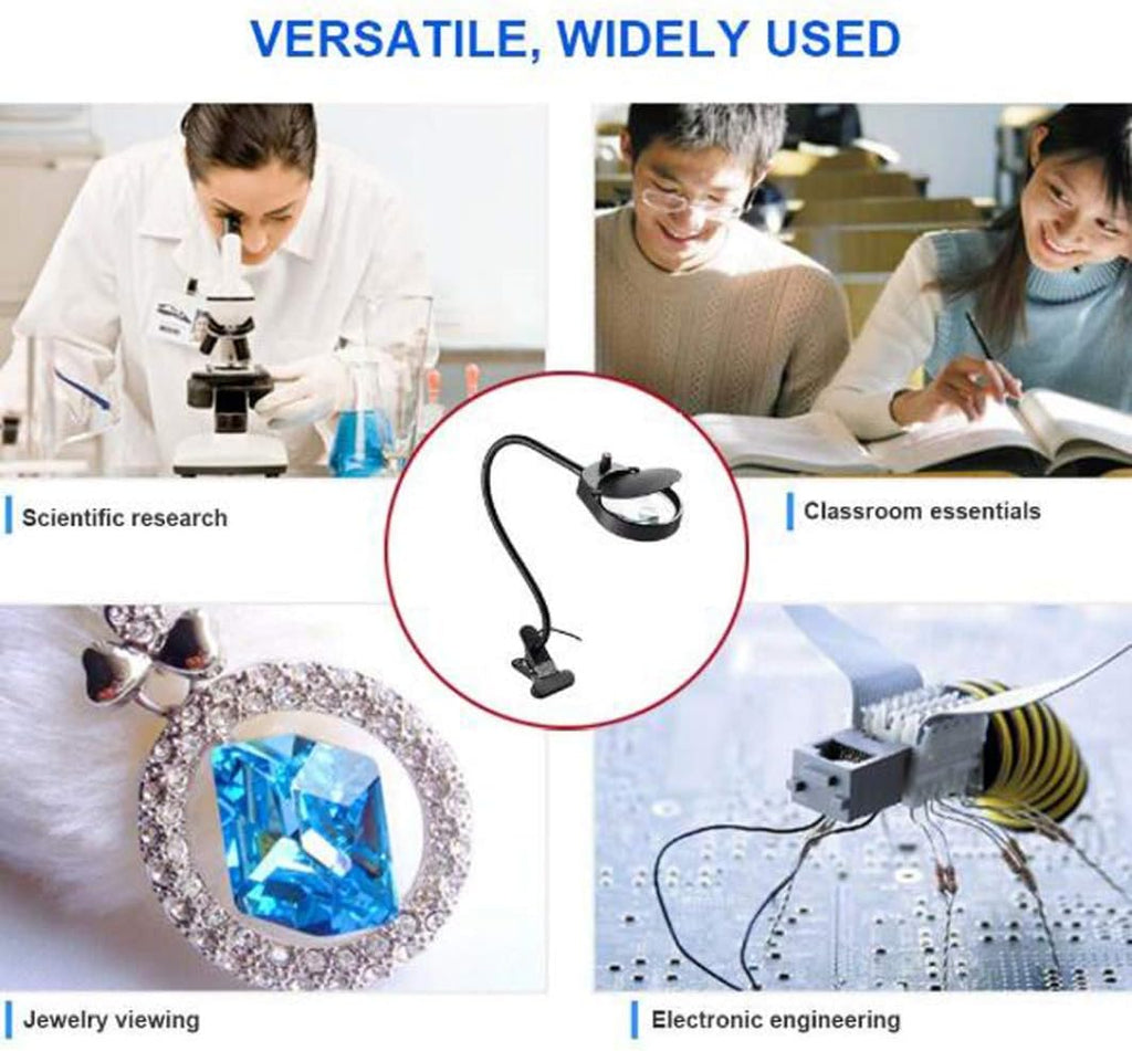 Led Magnifying Lamp with Clamp, with Adjustable Swivel Arm Light,10X 20X Magnifier Vertical Desk Magnifying Lamp Light Beauty Adjustable Beauty Stand Salon Tattoo Nail