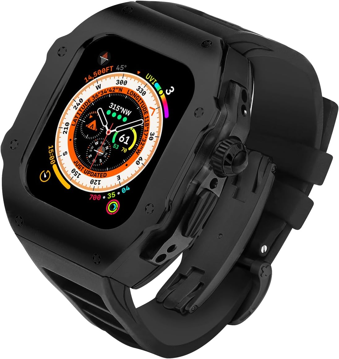 316L Stainless Steel Case with Band for Apple Watch Ultra 3/2/1 49mm, Series 11/10 46mm, Luxury Rugged Military Protective Metal Cover Tactical Heavy Duty Protection Strap