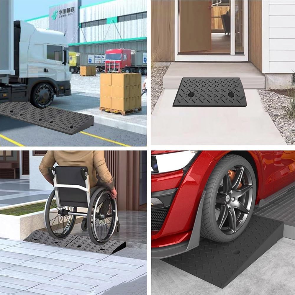 Wheelchair ramp, 2' 8' Rise Non-Slip Wheelchair Threshold Ramp Heavy Duty Driveway Ramps For Doorway Sidewalk Garage(H 16 CM/6.3')