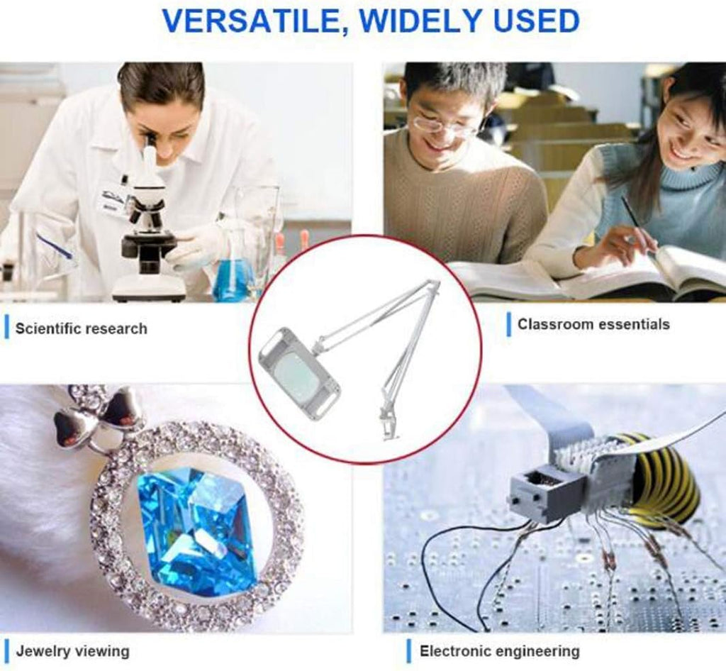 Led Magnifying Lamp with Clamp, with Adjustable Swivel Arm Light,2.5X Magnifier Vertical Desk Magnifying Lamp Light Beauty Adjustable Beauty Stand