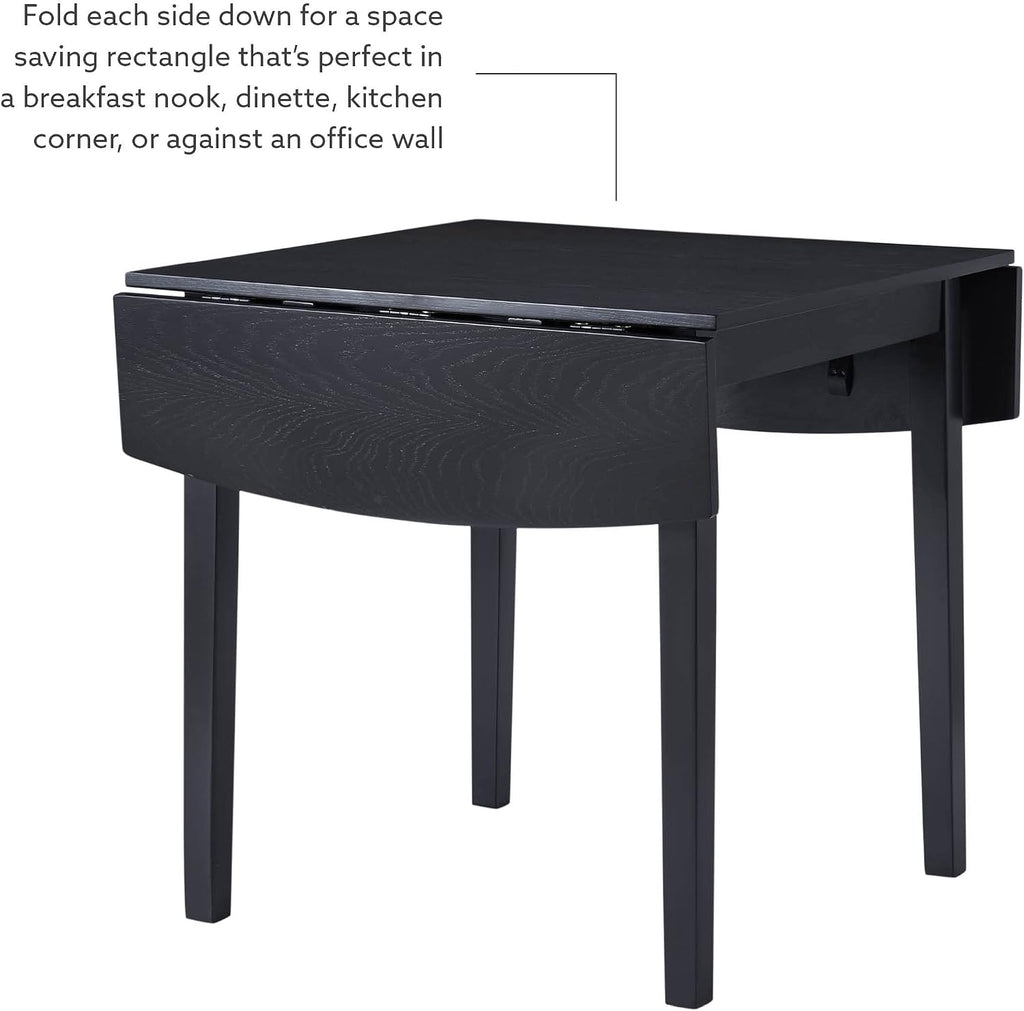 Linon Torino Black Wood 30' Square Drop Leaf Table - 30' X 48' Fully Extended