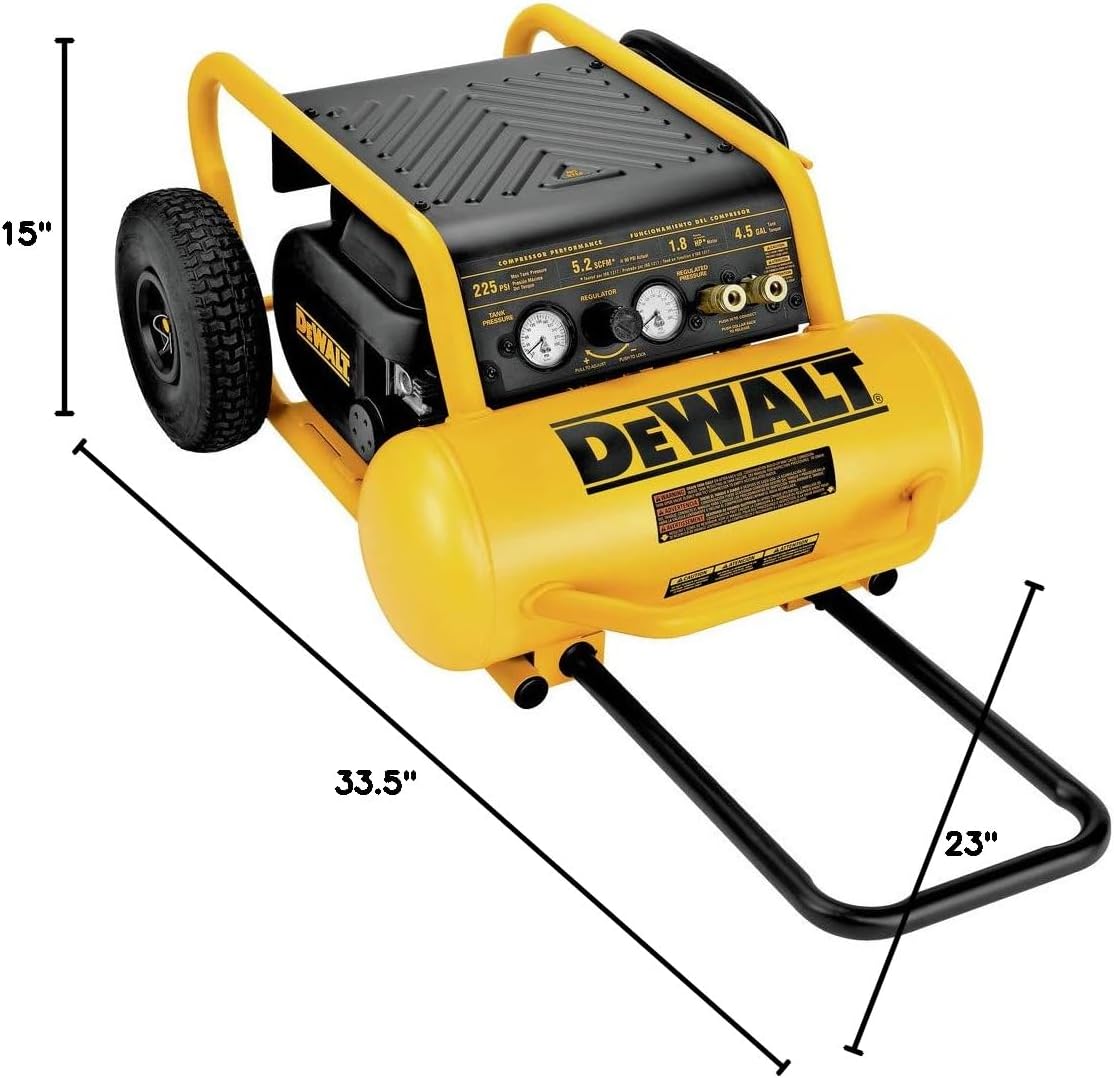 DEWALT Air Compressor, 225-PSI Max, Hand Carry with Wheels, 4-1/2 Gallon (D55146)