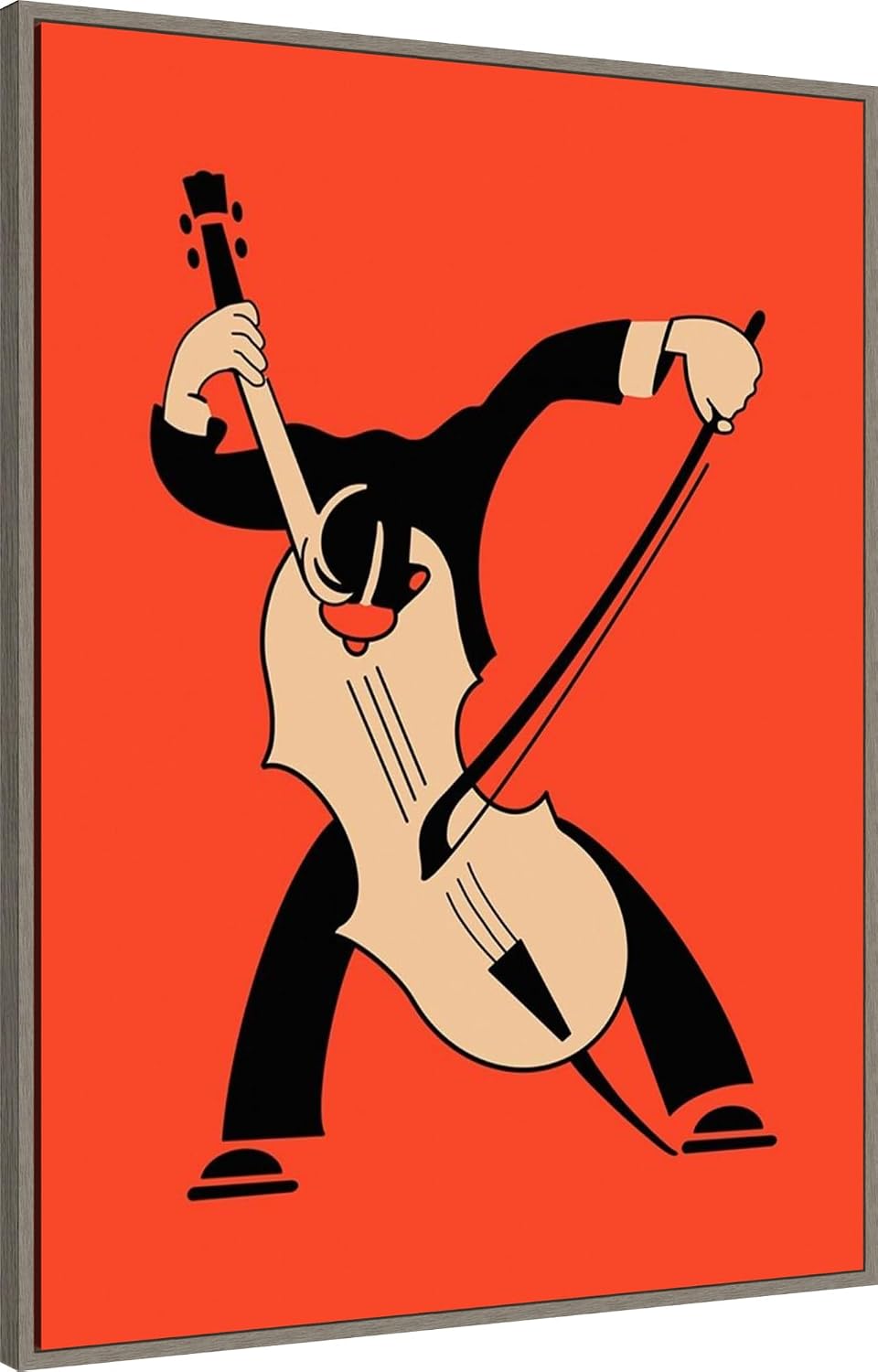 Amanti Art Framed Canvas Wall Art 42x32 The Cello by Mark Rogan, Framed Wall Art Canvas, Music Artwork, Country Rustic Decor, Oversize Poster Painting for Living Room, Bedroom, Bathroom, Kitchen,