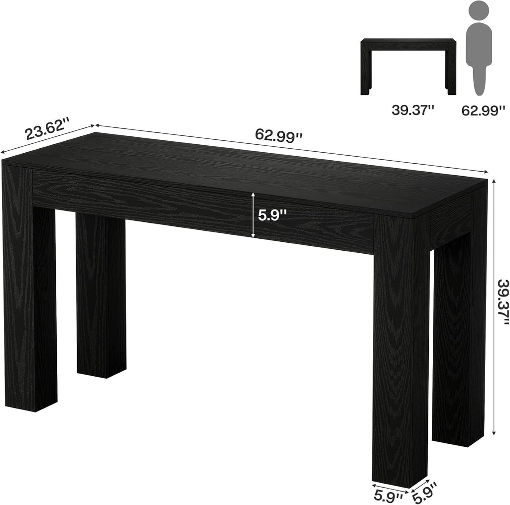 Tribesigns 63' Long Bar Table, Wooden Counter Height Table with 4 Legs, Rectangular Pub Table for Kitchen, Home Bar & Living Room, Rustic Brown (Black)