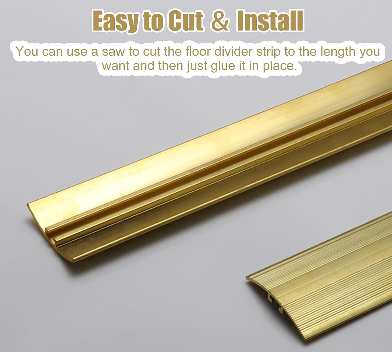 Vibeo Threshold Strip 90 100 110 120 130 140 150 Cm Long Brass Floor Transition Strip, 3 3.5 4 5 6 Cm Wide Threshold Seal Bar, Wood to Tile Floor Divider Strip(L120cm(47 1/4'),W6cm(2 3/8'))