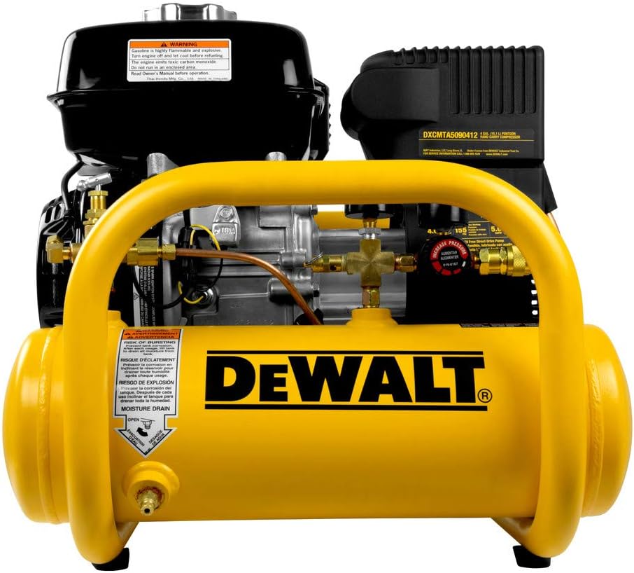 DeWalt 4 Gallon Portable Gas Powered Oil Free Honda Engine Direct Drive Air Compressor (DXCMTA5590412)