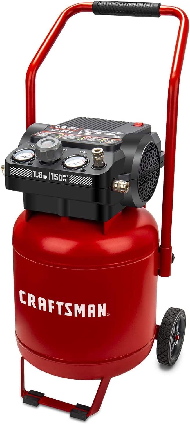 Craftsman Air Compressor 10-Gallon, Max 150 PSI, Peak 1.8 HP, Portable Air Compressor with Compact Size, Oil-free, 120 Volts, 4 CFM@90psi, 1400W for Spray Painting, Drilling, Auto Repair