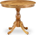 East West Furniture AMT-ANA-TP Antique Dining Room Table - a Round Kitchen Table Top with Pedestal Base, 36x36 Inch, Natural