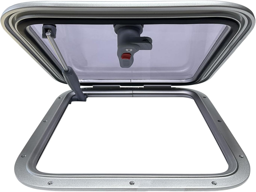 ISURE MARINE Anodized Aluminum 16.7'x 16.7' Push Out Deck Hatch Boat Yacht Square Opening Portlight Replacement Window Porthole Hole Deck,Marine Hatch Porthole with Tempered Glass for Boat/Yacht/RV
