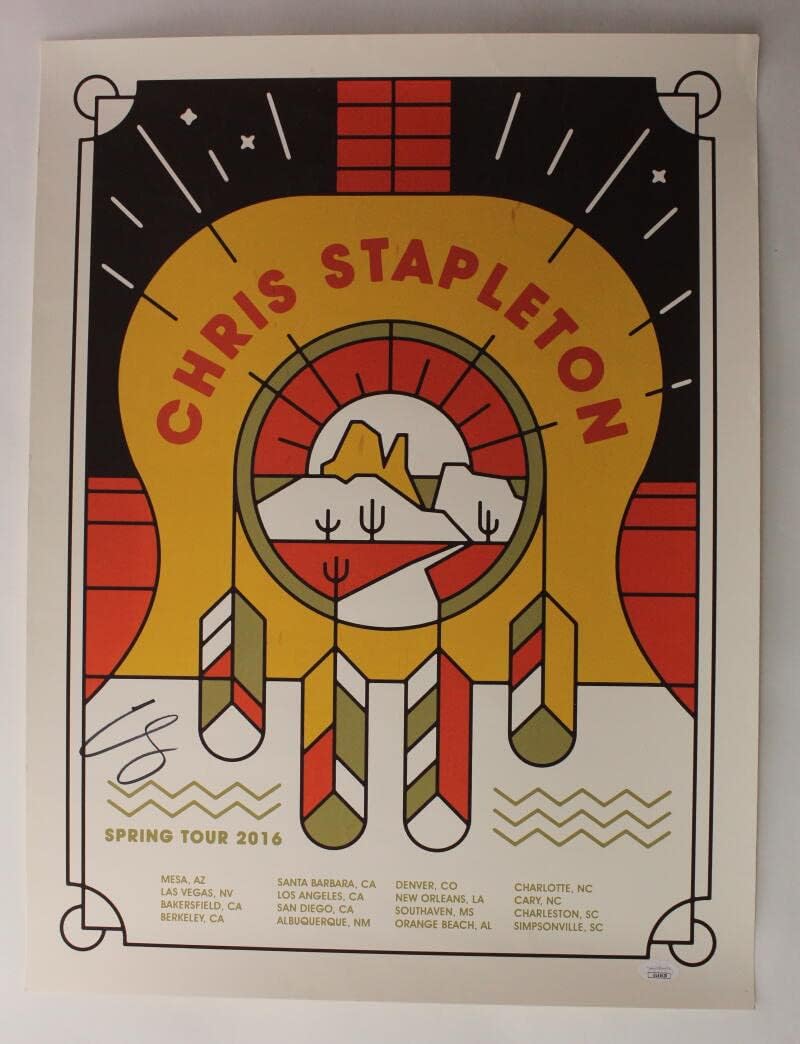 CHRIS STAPLETON SIGNED AUTOGRAPH 18X24 CONCERT TOUR POSTER SPRING 2016 TOUR W/ JAMES SPENCE JSA AUTHENTICATION - COUNTRY MUSIC SUPERSTAR - TRAVELLER, FROM A ROOM: VOLUME 1, FROM A ROOM: VOLUME 2, STARTING OVER, VERY RARE