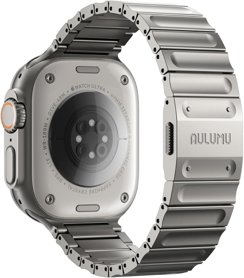 Aulumu C01 Hi-Per Titanium Alloy Watch Band | for Apple Watch Ultra 3& Ultra 2/1 | Ultra-thin Magnetic Clasp | DLC Professional Hardening Process | iWatch Large Dial Series(49/46/45/44mm)