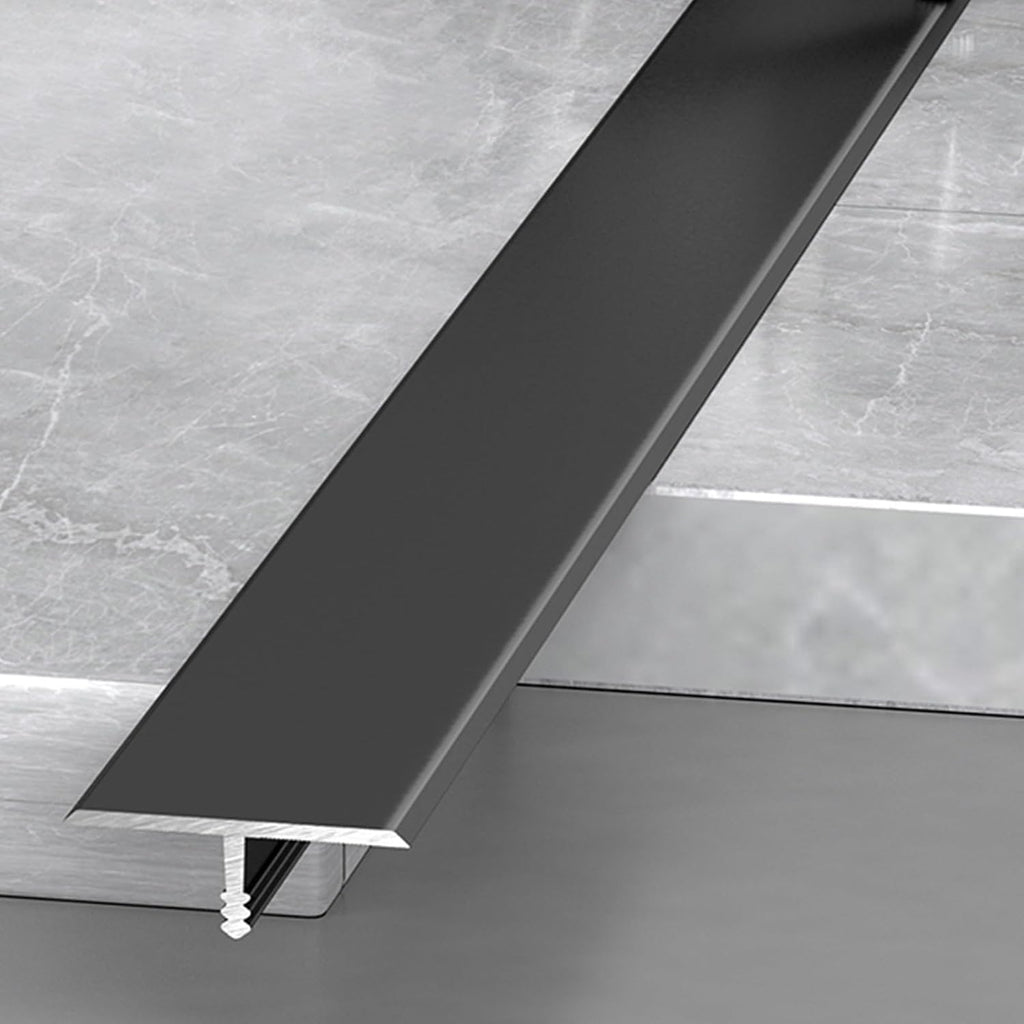 Extra Narrow Metal Floor Divider Cover Transition Strip Black Room Strip,T-Shaped Seam Joining for Door Threshold and Flooring Gaps (W 1 3/10 in/33mm,48 in/122cm)