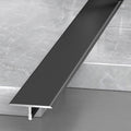 Extra Narrow Metal Floor Divider Cover Transition Strip Black Room Strip,T-Shaped Seam Joining for Door Threshold and Flooring Gaps (W 1 3/10 in/33mm,48 in/122cm)