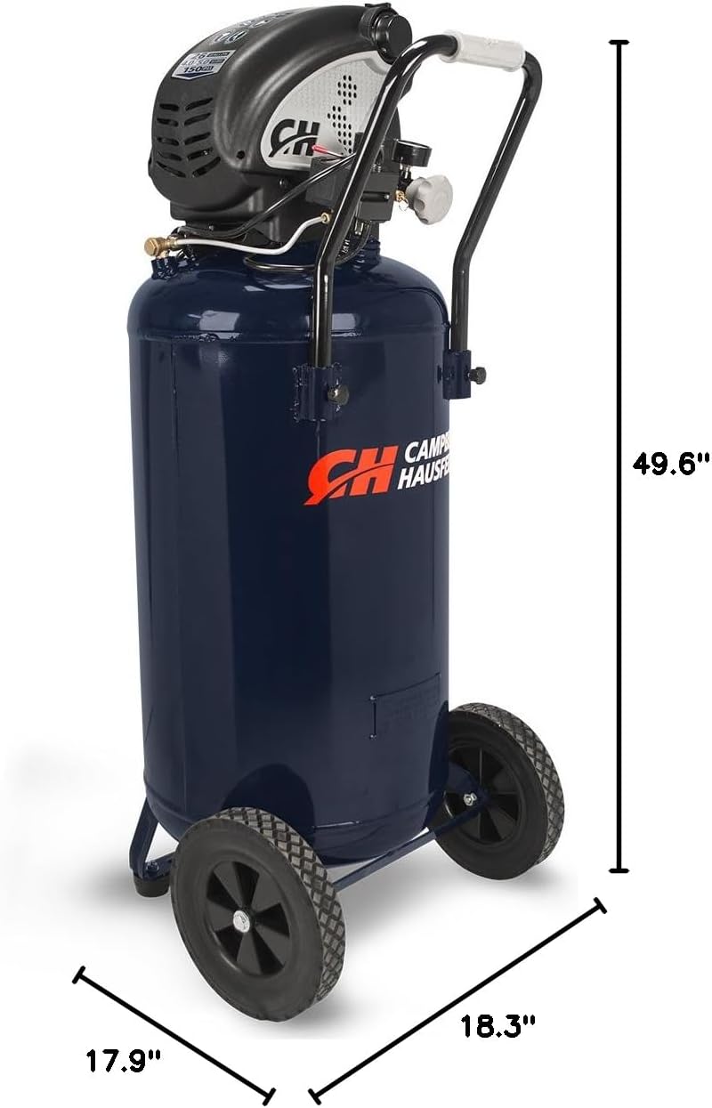 Campbell Hausfeld 26 Gallon Vertical Oil‑Free Air Compressor, 150 PSI, 4 CFM @ 90 PSI