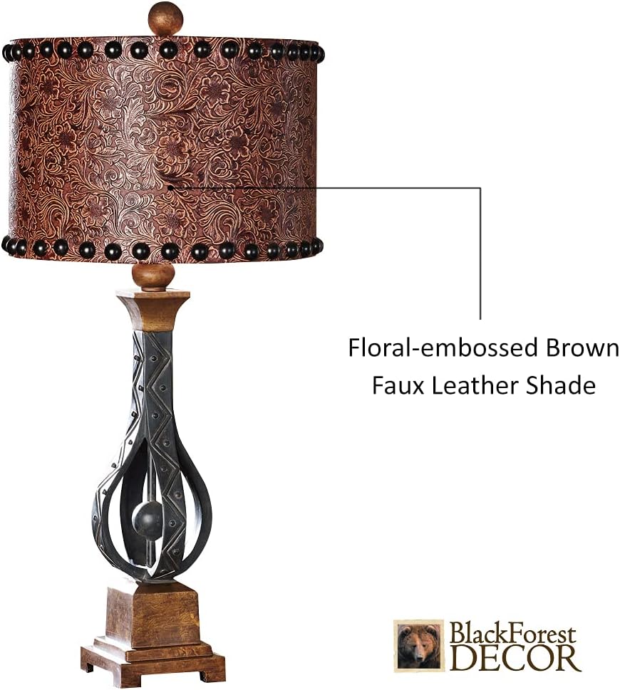 BLACK FOREST DECOR - Sheridan Table Lamp for Cabin, Living Room, Nightstand, Desk - Western Rustic Lighting - 26.75'