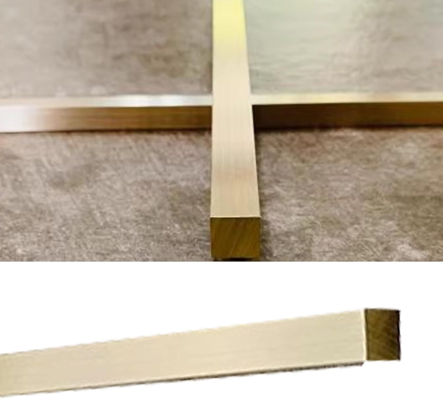 Floor Transition Strip Brushed Brass Edge Strip for Doorway, Solid Metal Gap Bar for Tile/Wood, Rectangle Threshold Seam Ramp