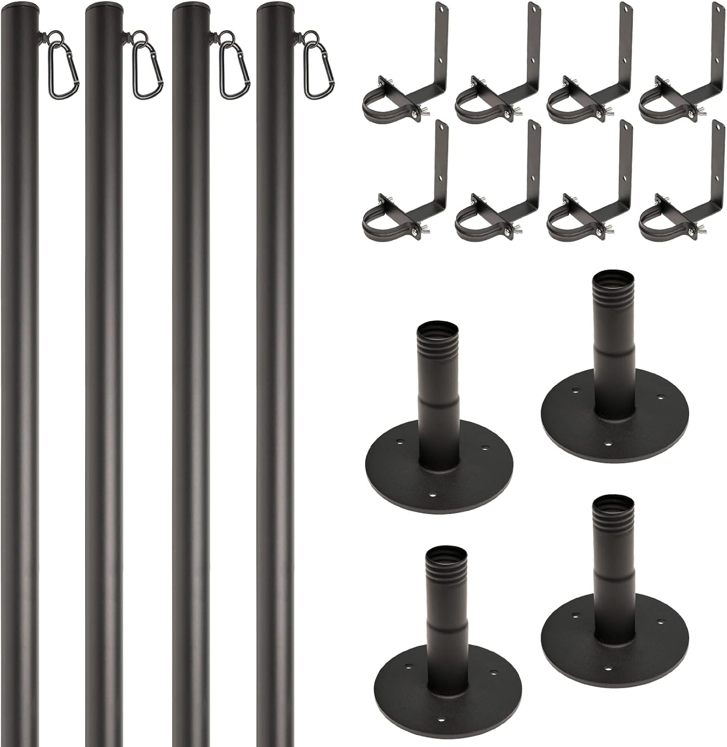 Premium String Light Poles - 4 Pack - Extends to 10 Feet – Deck Mount (Wood/Concrete)