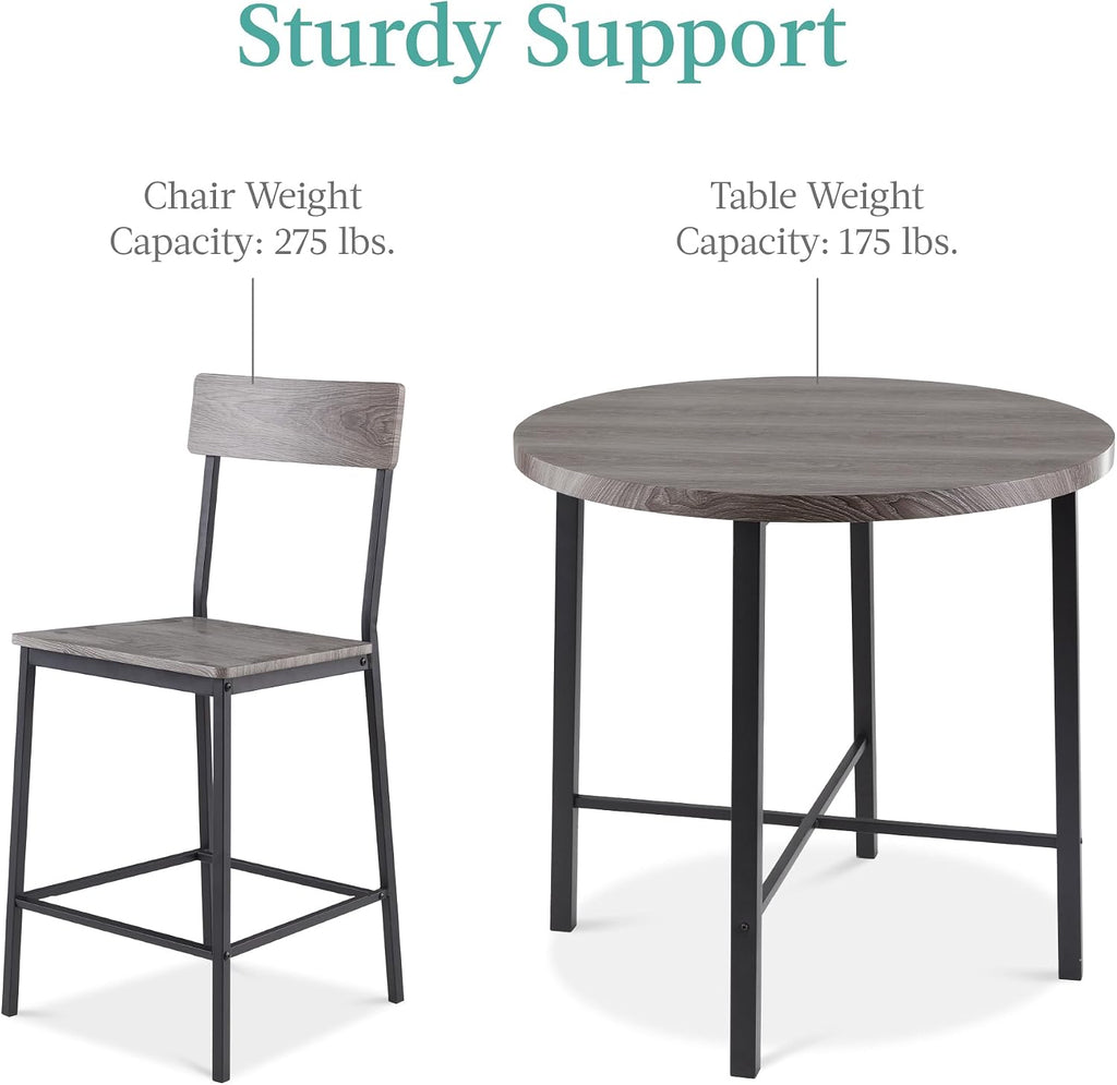 Best Choice Products 5-Piece Modern Round Counter Height Dining Set for Home Kitchen, Dining Room w/ 4 Chairs, 1.5in Thick Table - Gray