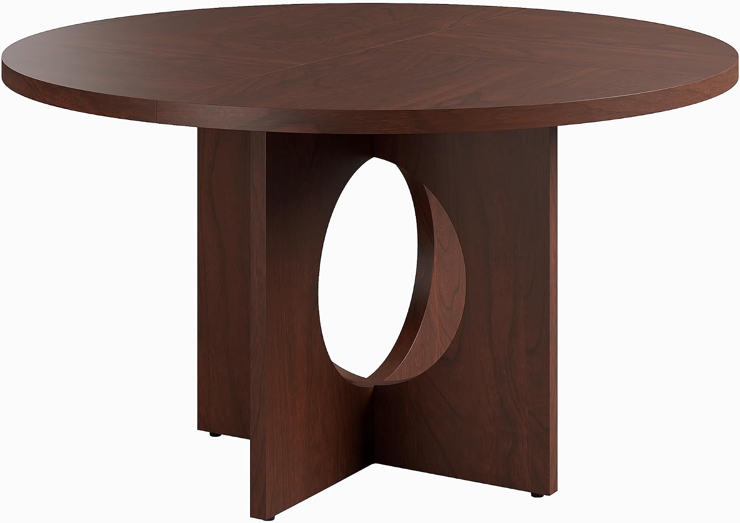 Garvee 47' Round Dining Table for 4-6 People - Circle Kitchen Dinner Table with Sturdy Pedestal Base, Space Saving Dinning Room Furniture for Living Room, Kitchen, Apartment, Walnut