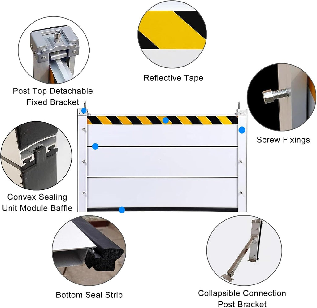 Detachable Flood Barrier Threshold Kits for Doorway, Hotel/Supermarket/Restaurant Aluminum Water Stopper Shield Reuseable, Inside Outside Wall Mount,H 15.7in (40cm)-L 1.5ft(46cm)