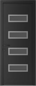 VDOMDOORS Front Exterior Prehung Metal-Plastic Door Mirrored-Clear Glass | Manux 8113 Matte Black | Residential Doors Entrance Patio Garage W32 x H80 Right-Inswing