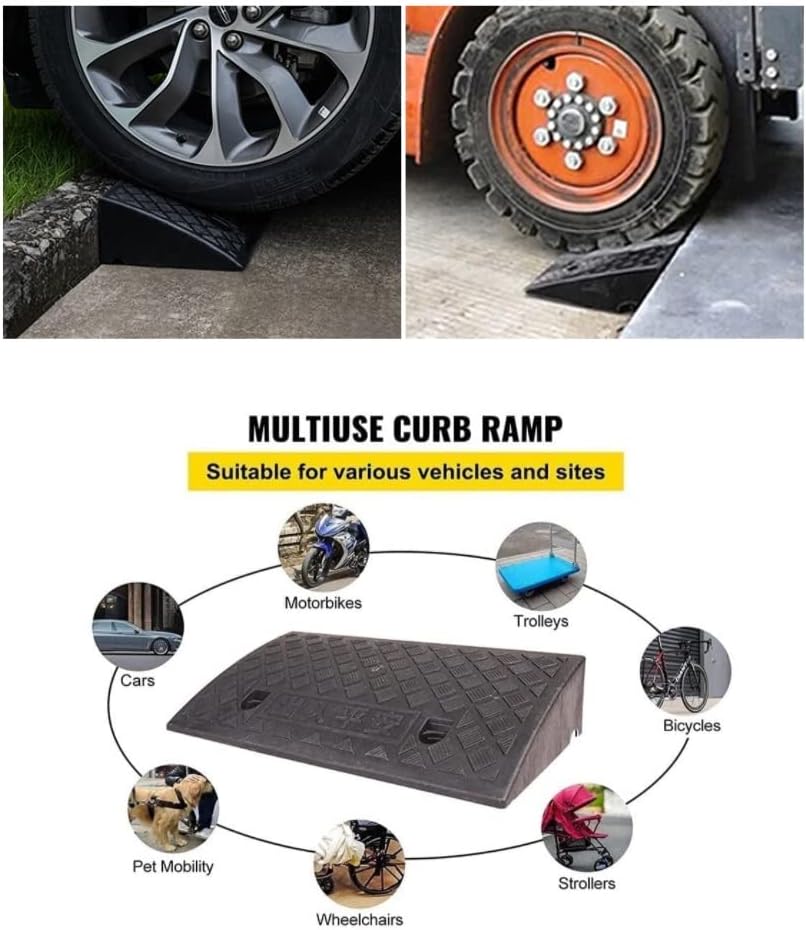 Threshold Ramp for Wheelchair Scooters Steps Portable Plastic Ramp for Driveway Garage Entry and Doorways Non Slip Surface Yellow 4in/10cm