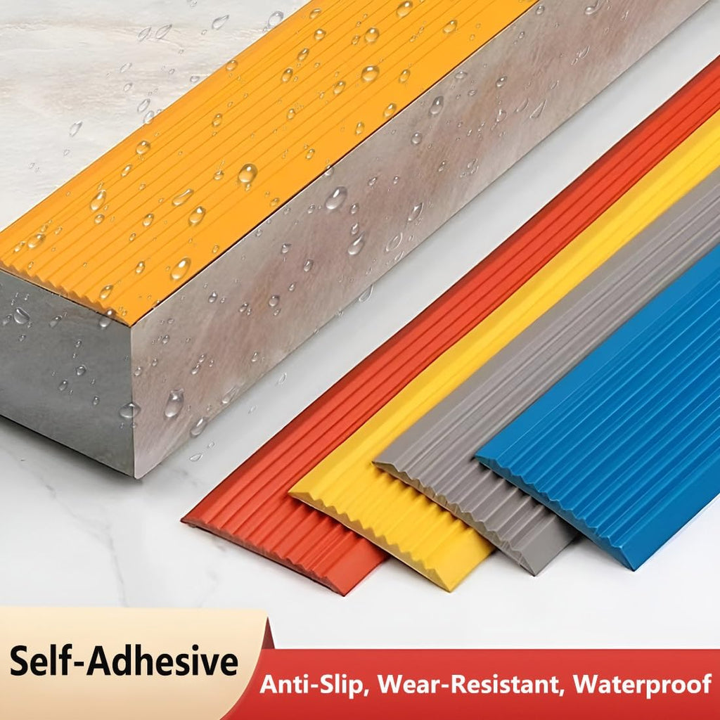 33ft Self-Adhesive Stair Edge Trim Protector Anti-Slip, PVC Flexible Floor Transition Strip for Doorway, Threshold Strip Cuttable for Indoor/Outdoor Step(Blue,10cm/4in)
