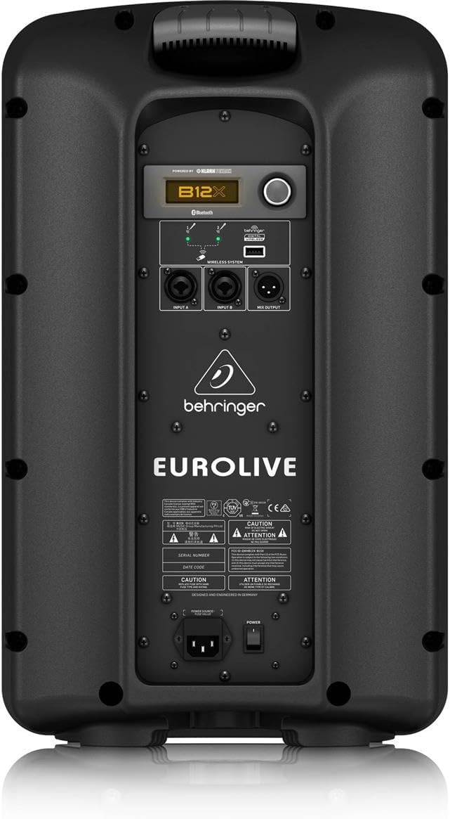 Behringer EUROLIVE B12X 1000 Watt 2 Way 12' Powered Loudspeaker with Digital Mixer, Wireless Option, Remote Control via iOS*/Android* Mobile App and Bluetooth Audio Streaming