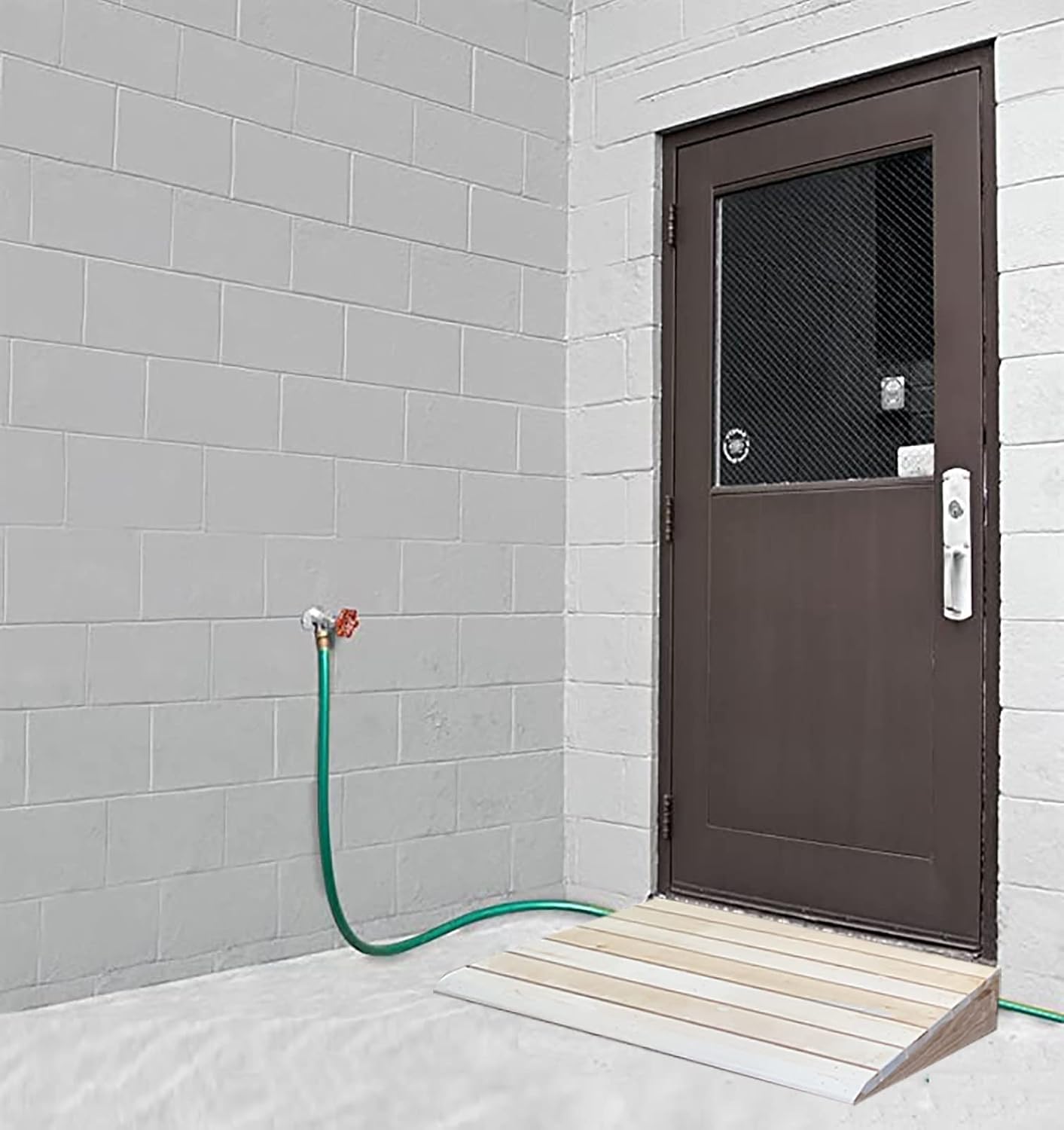 6inch Rise Wooden Threshold Ramp for Home/Front Door/Yard/Doorways, Wheelchairs Walkers Car Motorcycle Entry Transition Ramp, Heavy Duty Anti-Skid Curb Ramp (Size : 30.8x30x15cm/12x11.8x6in)