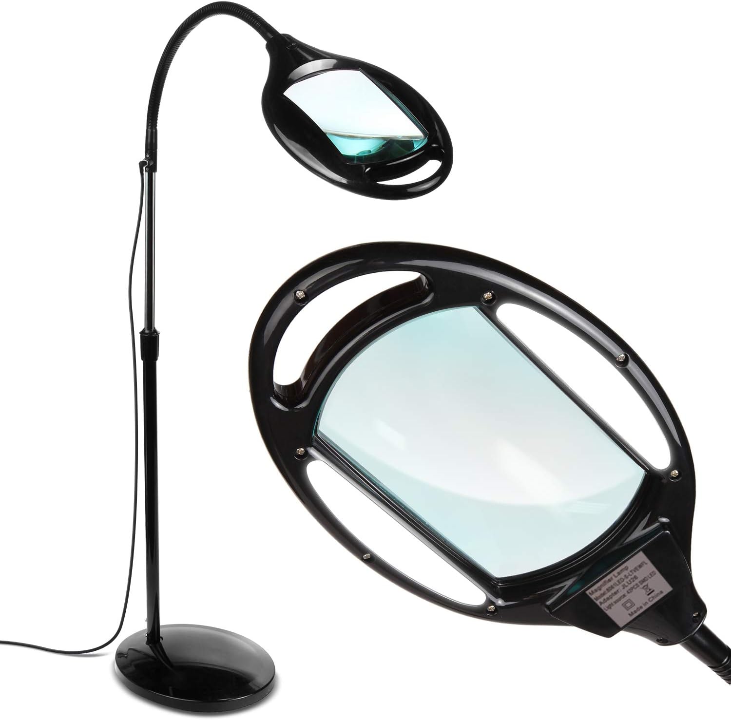Brightech LightView Pro Magnifying Floor Lamp - Hands Free Magnifier with Bright LED Light for Reading - Work Light with Flexible Gooseneck - Standing Mag Lamp
