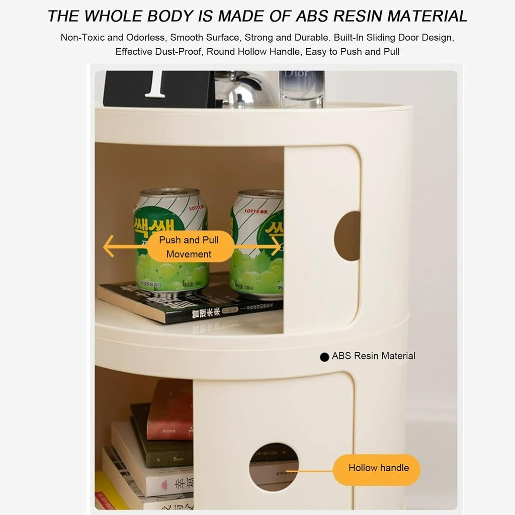 Bedside Cabinet with 3 Drawers Side Tables Mini Simple Bedside Table Lightweight and Portable Plastic Locker Bedside Table for Living Room, Couch, Bed