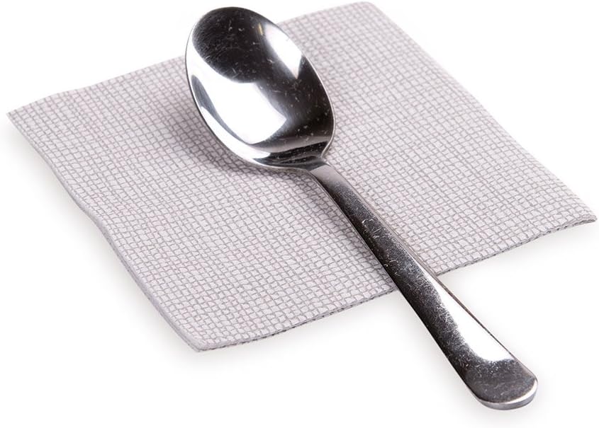 Restaurantware Paper Cocktail Napkins 2 Ply Napkins Disposable Beverage Napkins - White with Grey Threads - 8' x 8' - Luxnap Micropoint - 4800ct Box