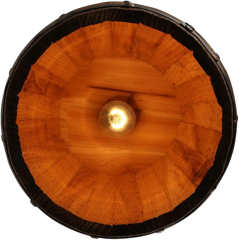 Antique Wood Wine Barrel Pendant Lamp Hanging Rustic Unique Kitchen Bar Ceiling Lamp Light Fixtures (M)