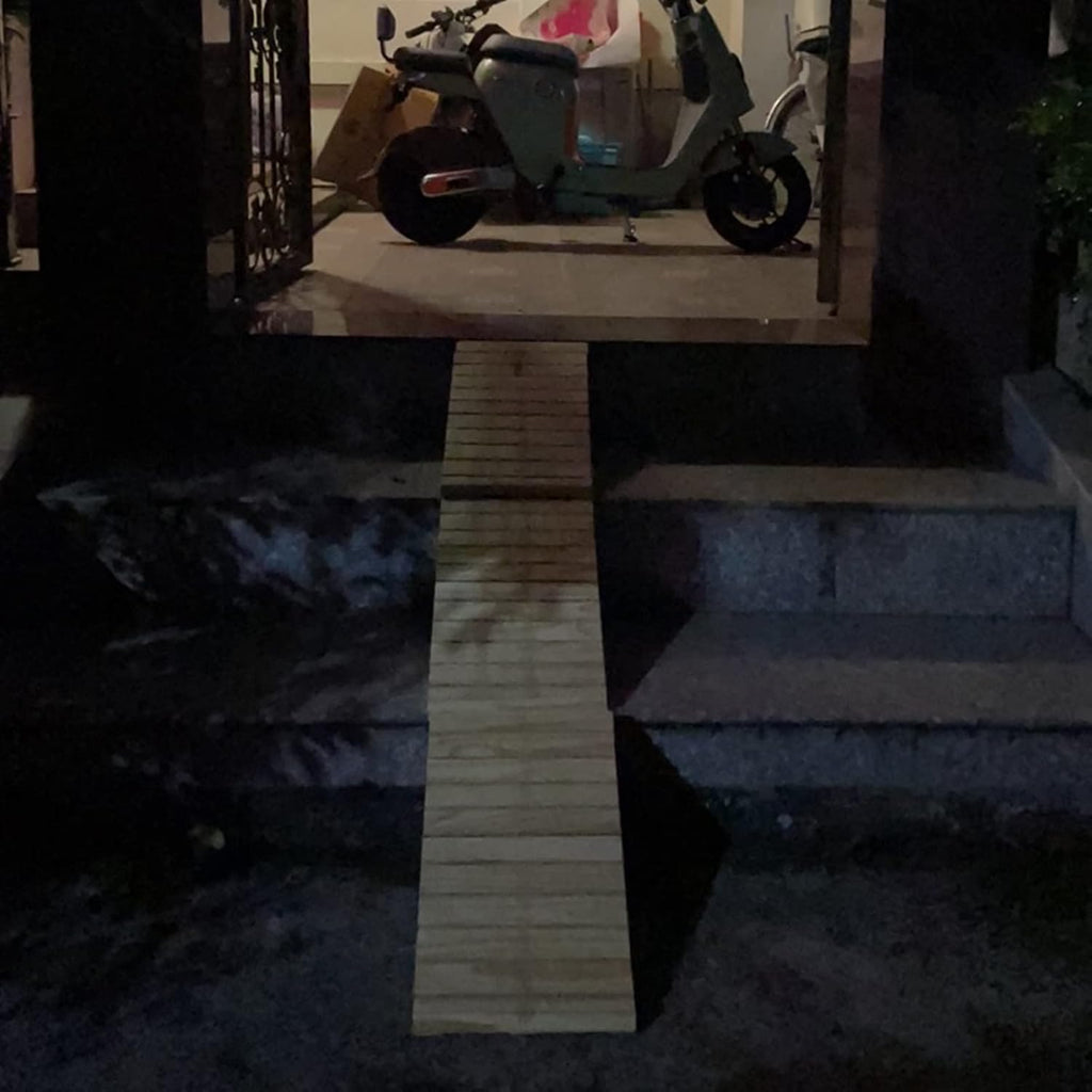 Portable Threshold Ramp Wooden Threshold Ramps for Doorways Step, 15cm Tall Kerb/Curb Anti-Slip Slope for Driveway/Garage Door/Stair/Shed, Easy to Move(80x38.8x15cm/31.5x15.3x6in)