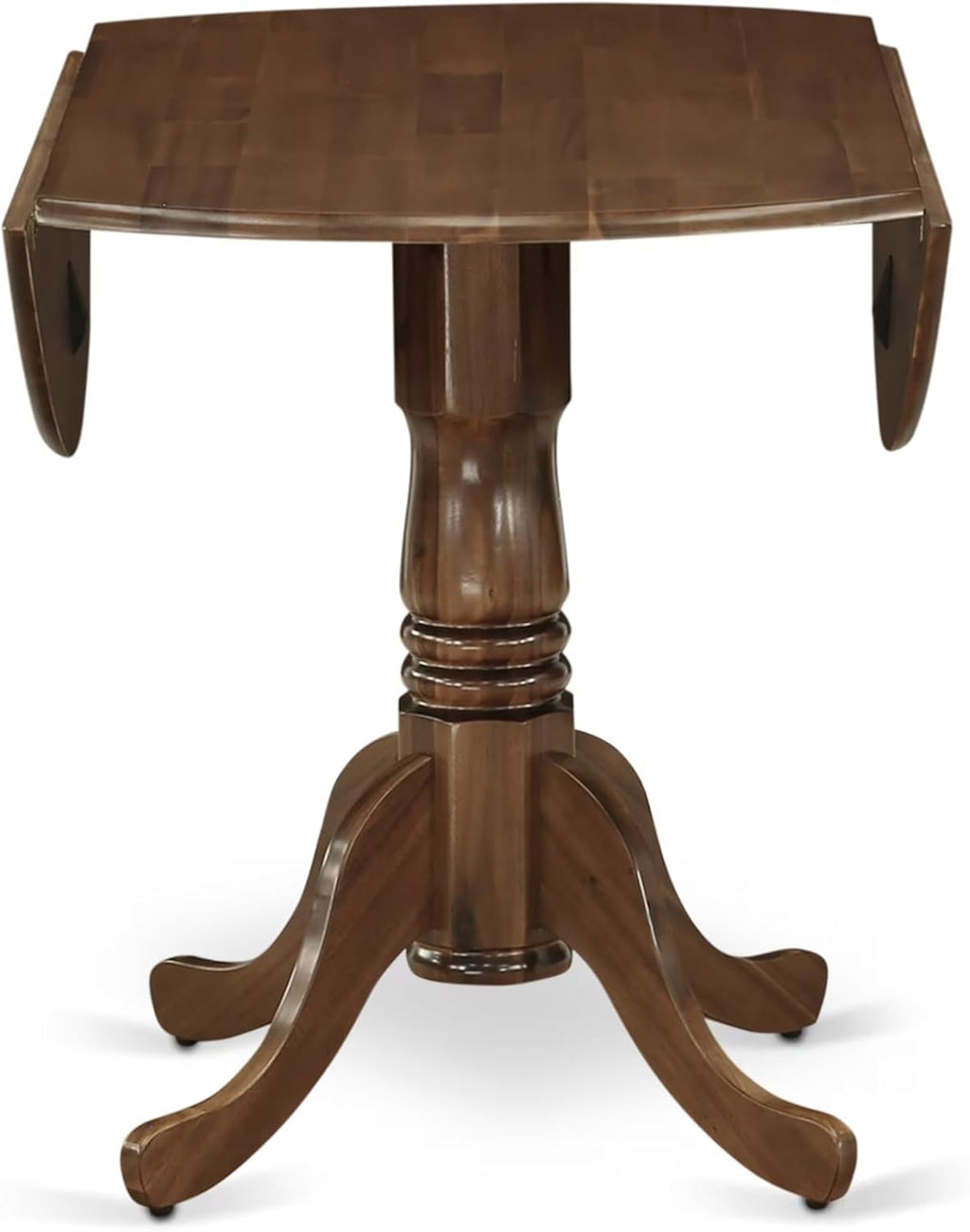 East West Furniture DLT-AWA-TP Dublin Dining Room Table - a Round Solid Wood Table Top with Dropleaf & Pedestal Base, 42x42 Inch, Walnut