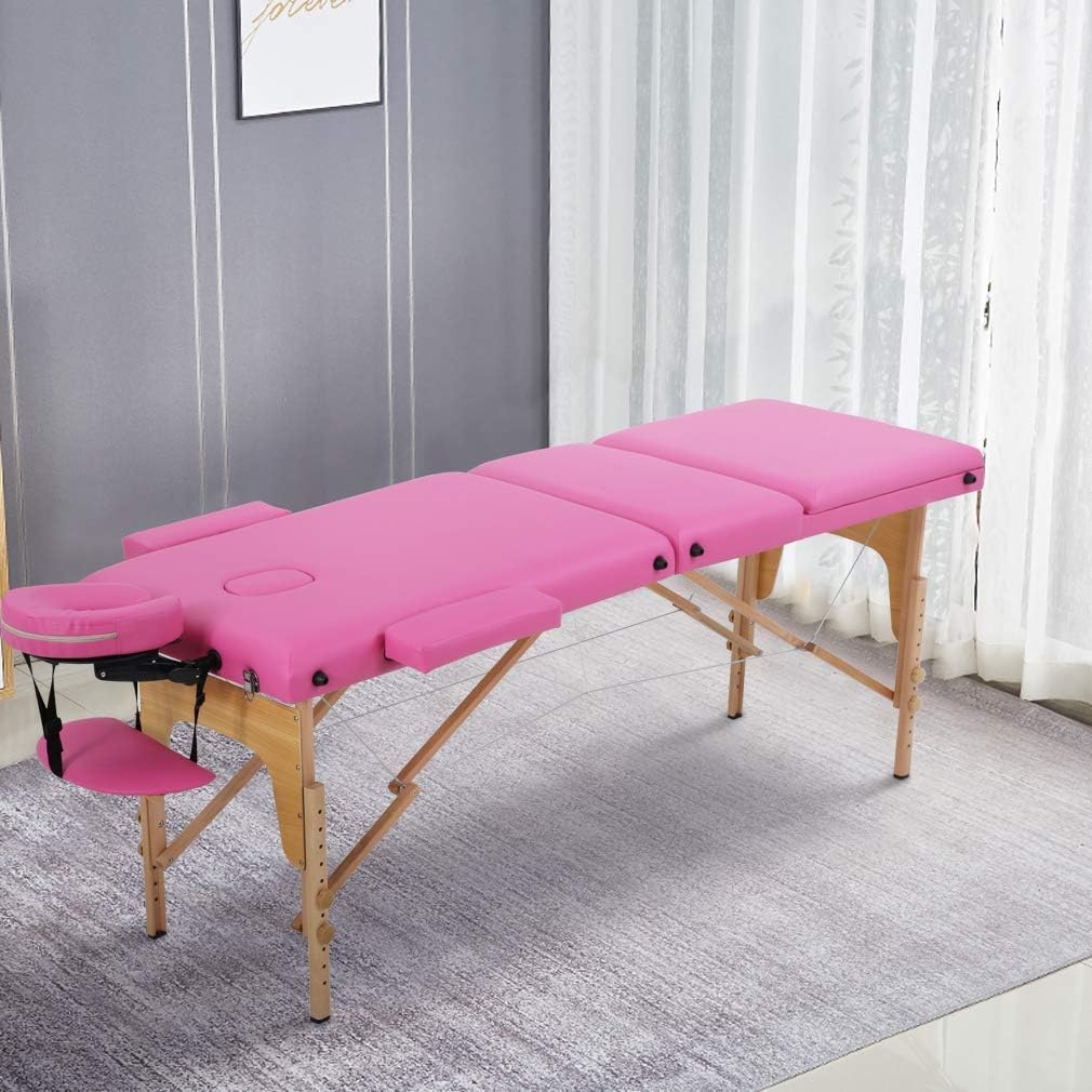 BestMassage Massage Bed Portable Massage Table 24 inch Wide Lash Bed Height Adjustable 3 Folding Spa Table with Non-Woven Bag for Spa Footmassage Facial CareSpa Tattoo