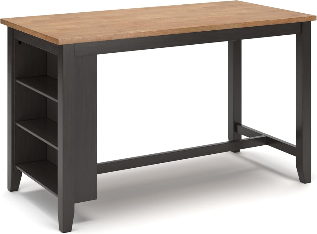 Signature Design by Ashley Gesthaven Contemporary Counter Height Dining Table with 3 Shelves and Trestle Base, Light Brown & Dark Brown