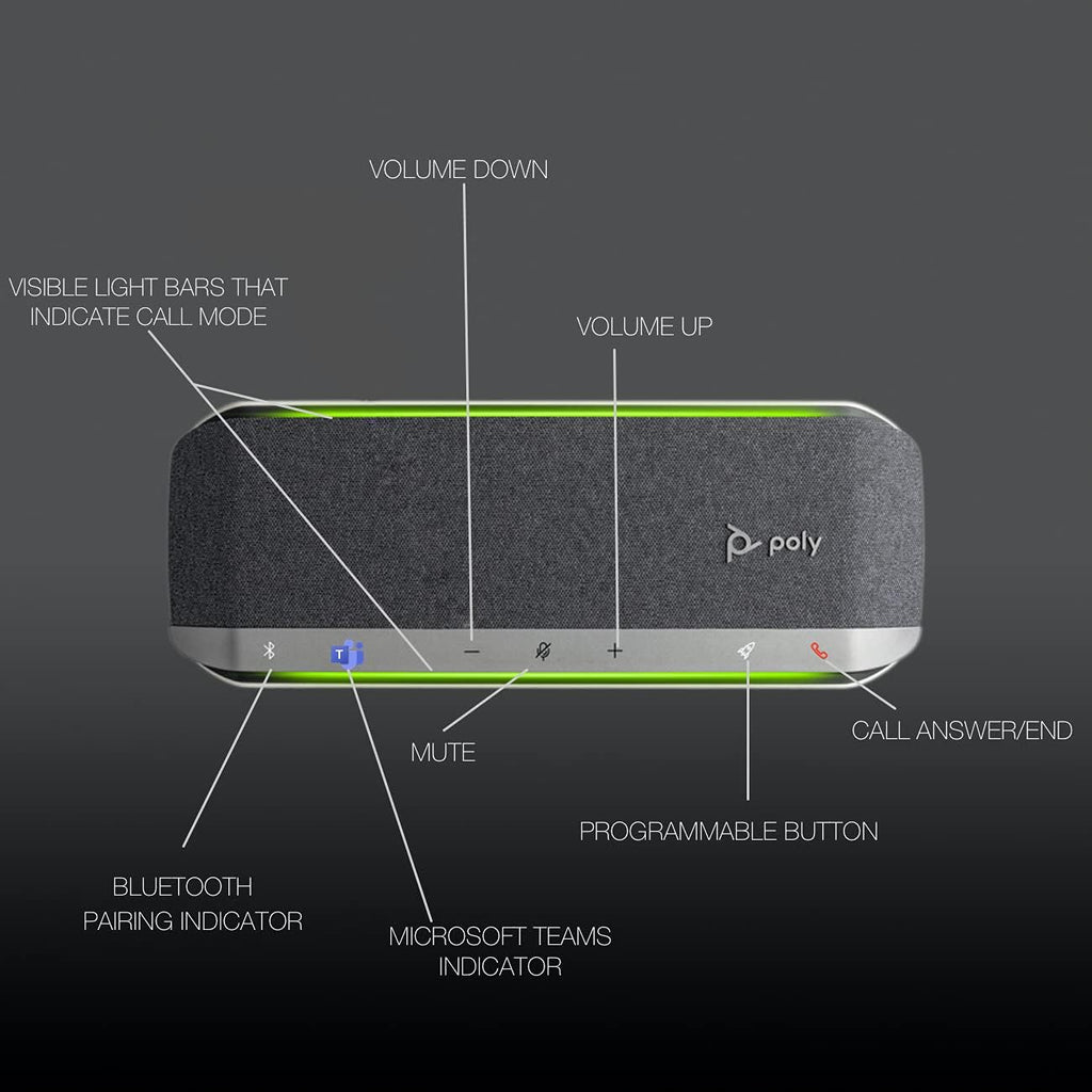 Poly Sync 40 (Plantronics) Teams Speakerphone - Smart Conferencing Speaker for Streaming Voice, Video, 20 Hour Rechargeable Battery, Rich Audio, Ideal for PC Apps - Zoom, Meet, Music, GTW Cloth Bundle