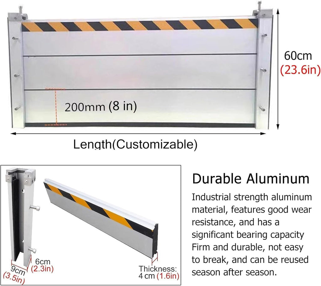 Heavy Duty Gate Flood Control Barrier Protection, Commercial Temporary Water Stopper Dams Customizable Size for Home Exterior/Warehouse/Garage Door/Basement D(Size:L 1.5ft(46cm),Color:H 24in(60cm))