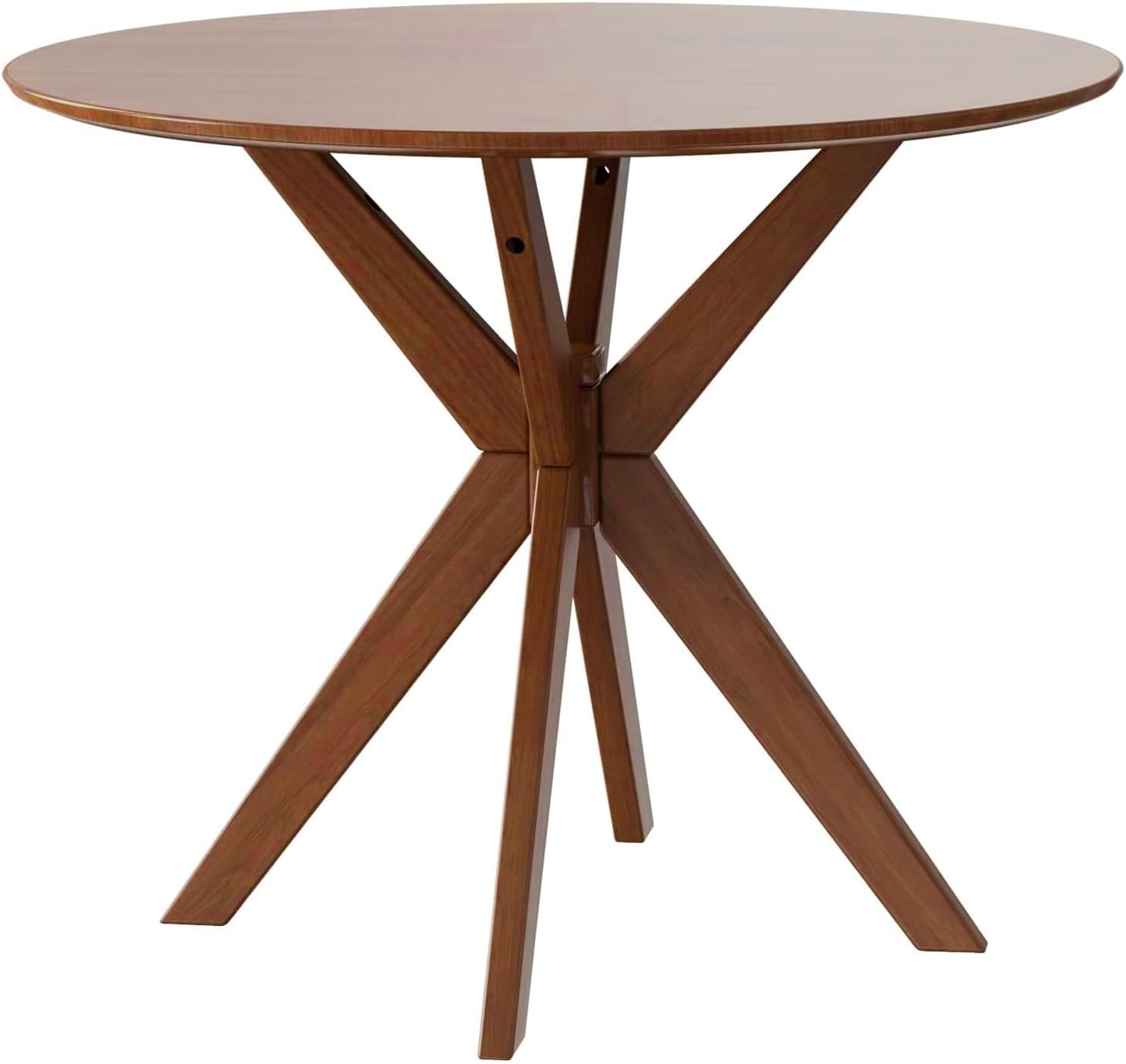Giantex 36' Round Wood Dining Table, Farmhouse Kitchen Table with Intersecting Pedestal Base & Solid Rubber Wood Legs, Vintage Coffee Tables for Dinette, Small Spaces, Restaurant, Brown