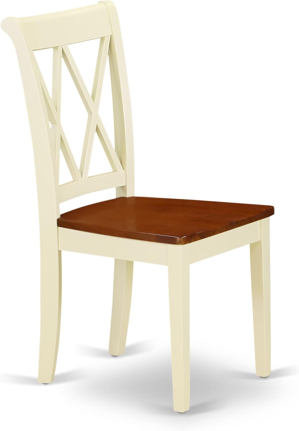 East West Furniture ANCL3-BMK-W 3 Piece Dining Table Set for Small Spaces Contains a Round Kitchen Table with Pedestal and 2 Dining Chairs, 36x36 Inch, Buttermilk & Cherry