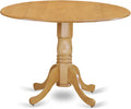 East West Furniture DLT-OAK-TP Dublin Dining Room Table - a Round kitchen Table Top with Dropleaf & Pedestal Base, 42x42 Inch, Oak