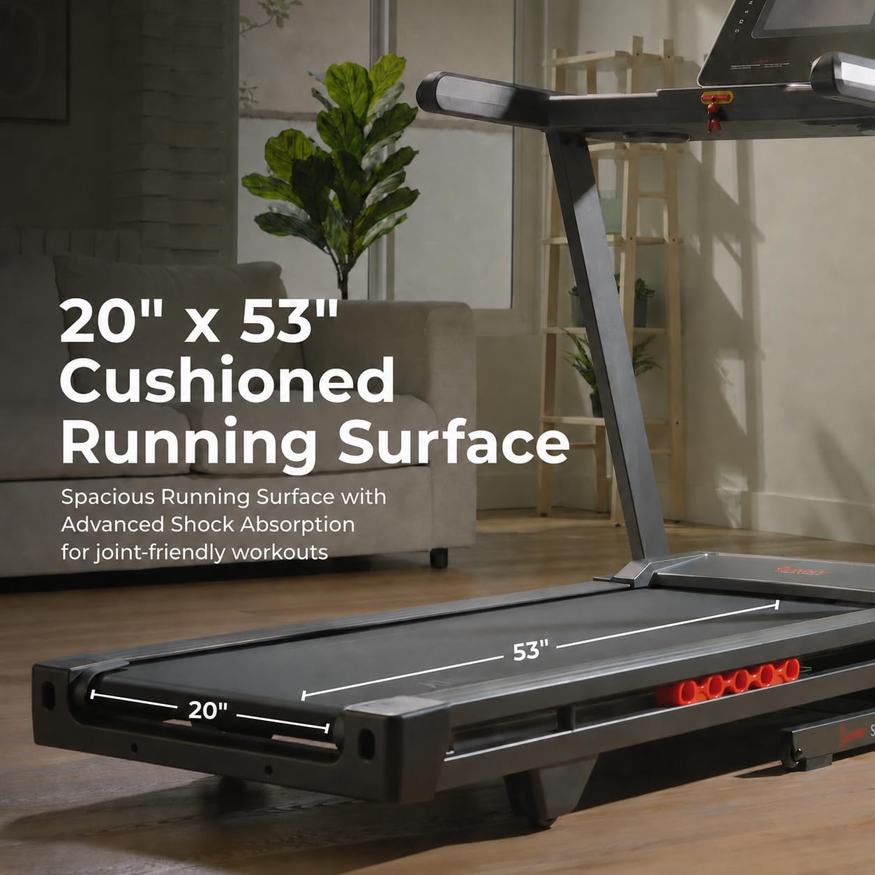 Sunny Health & Fitness Exercise Treadmills Double Deck Sizes and Incline Features with Bluetooth & SunnyFit App
