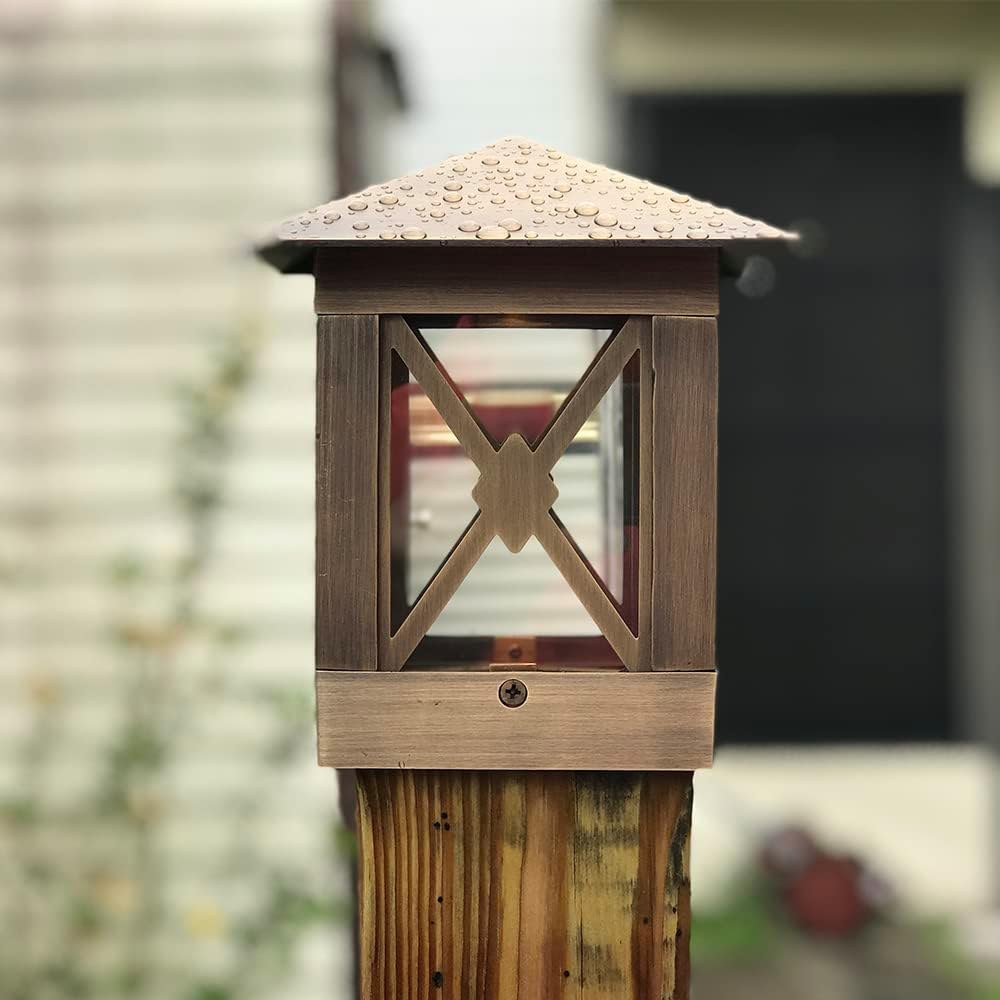 VOLT 12V Cast Brass (Bronze) 4' x 4' LED Outdoor Post Top Light 2700K Warm White 100 Lumens for Low Voltage Deck, Dock & Fence Lighting