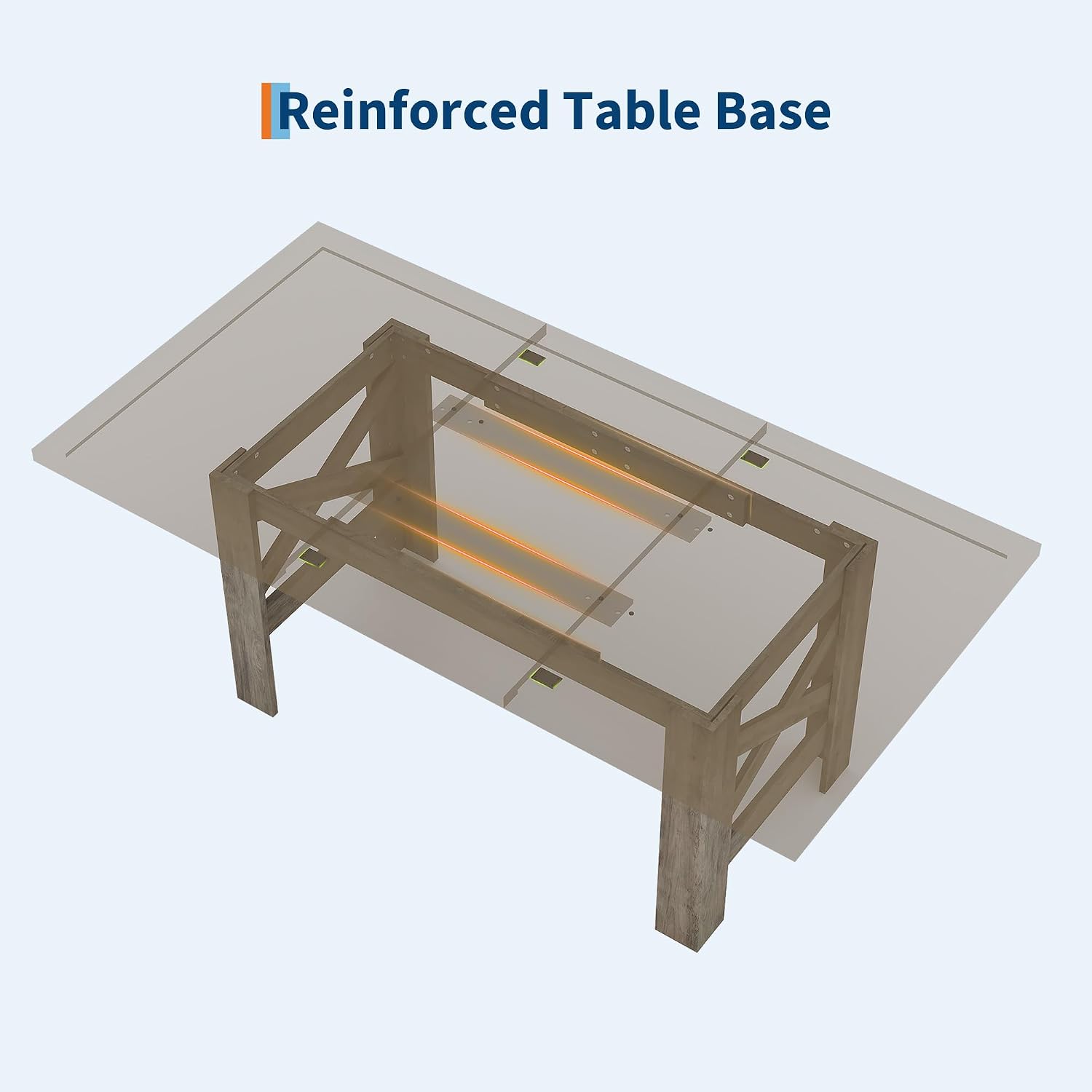GarveeHome Dining Table for 6-8, 71' Long Wooden Farmhouse Barn Kitchen Table with Thick Sturdy Frame, Rectangular Dining Room Dinner Table with Stable Triangular Legs for Kitchen, Office, Retro Gray