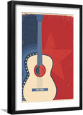 ART.COM Wall Art Print Country Music Poster with Guitar on Old Paper Texture on Black Frame by Tancha, 16' x 22'