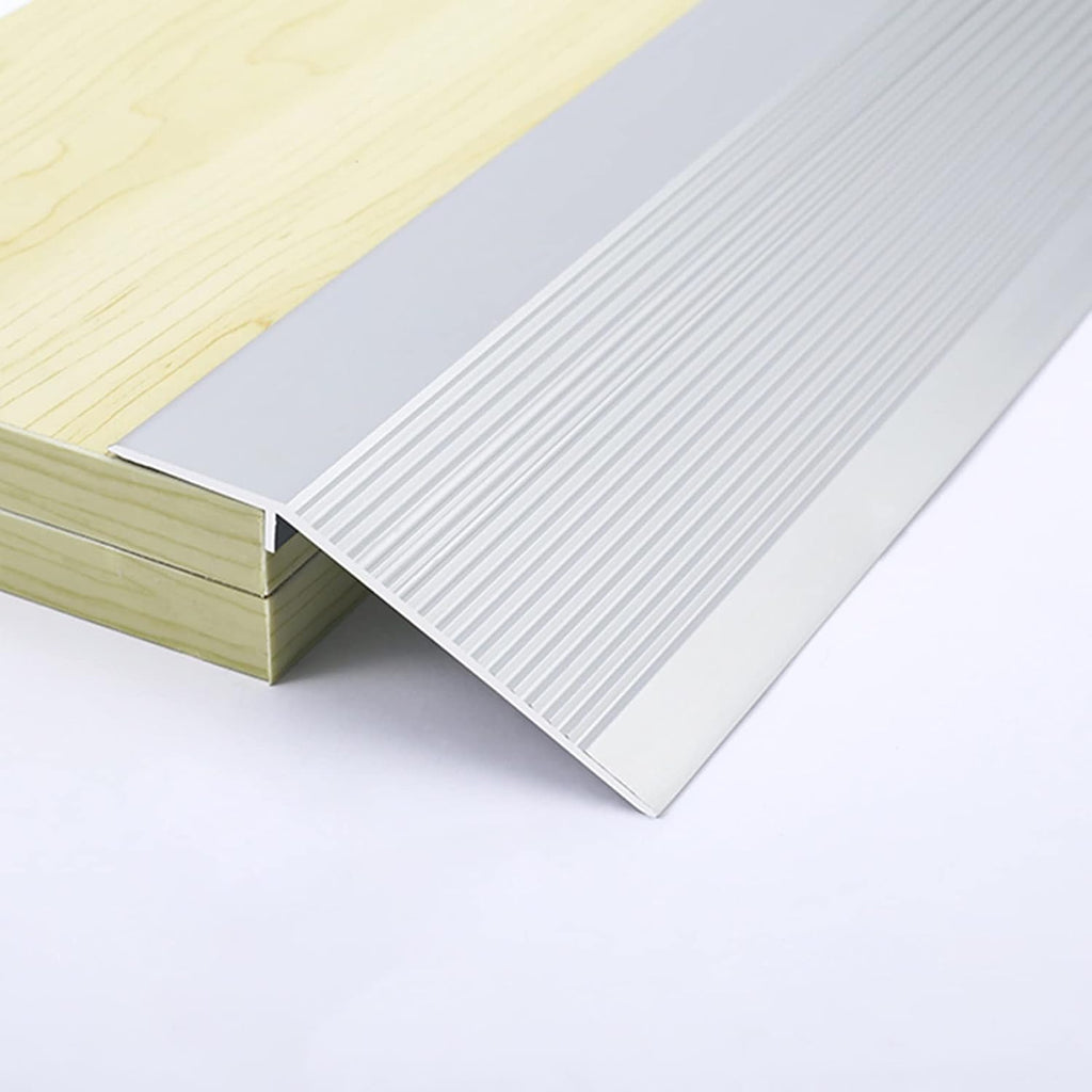 4 Inch Wide Transition Strip Wood to Tile, Smooth Transition Aluminum Alloy Threshold Strips for Doorways, Door, Carpet Trim, Cuttable& Can Customize (Color : Silver)